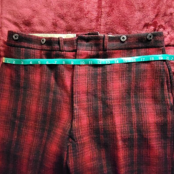 Vintage Woolrich Buffalo Red Black Plaid Hunting Pants Size 40 - Picture 5 of 9